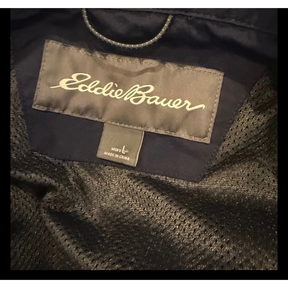 Eddie Bauer Mens‎ Navy Blue Full Zip Field Jacket Lightweight Mesh Lined Large - Picture 5 of 7
